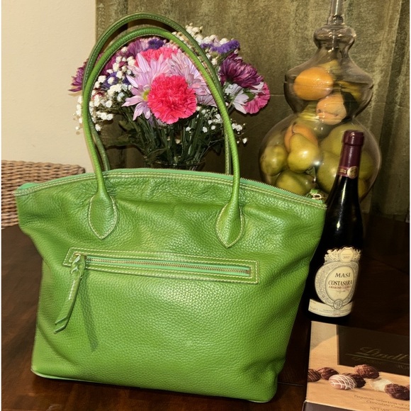 Dooney & Bourke Green Pebble Leather Crescent Tote Bag Shoulder Handbag XL EUC - Picture 6 of 16